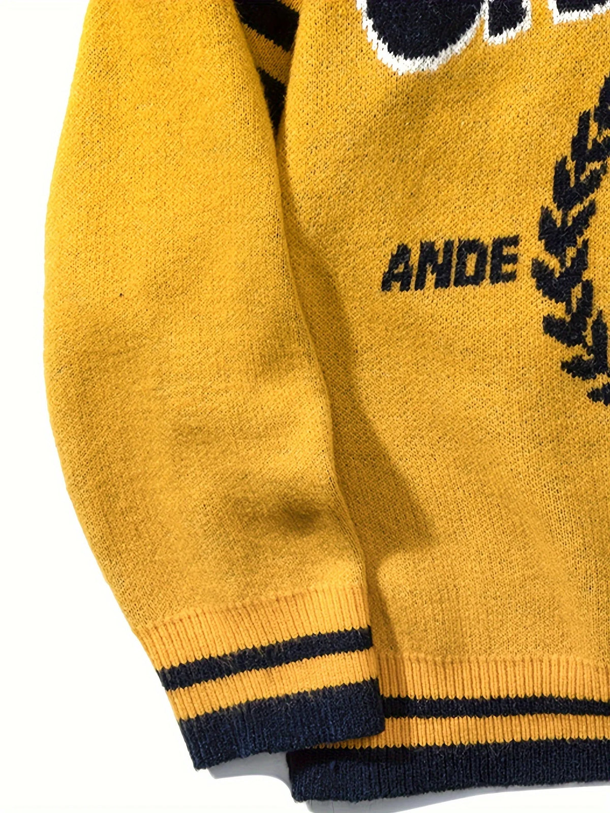Casual Street Style POLO Knitted Sweater Long Sleeve Cotton Jacquard Men's Sweater