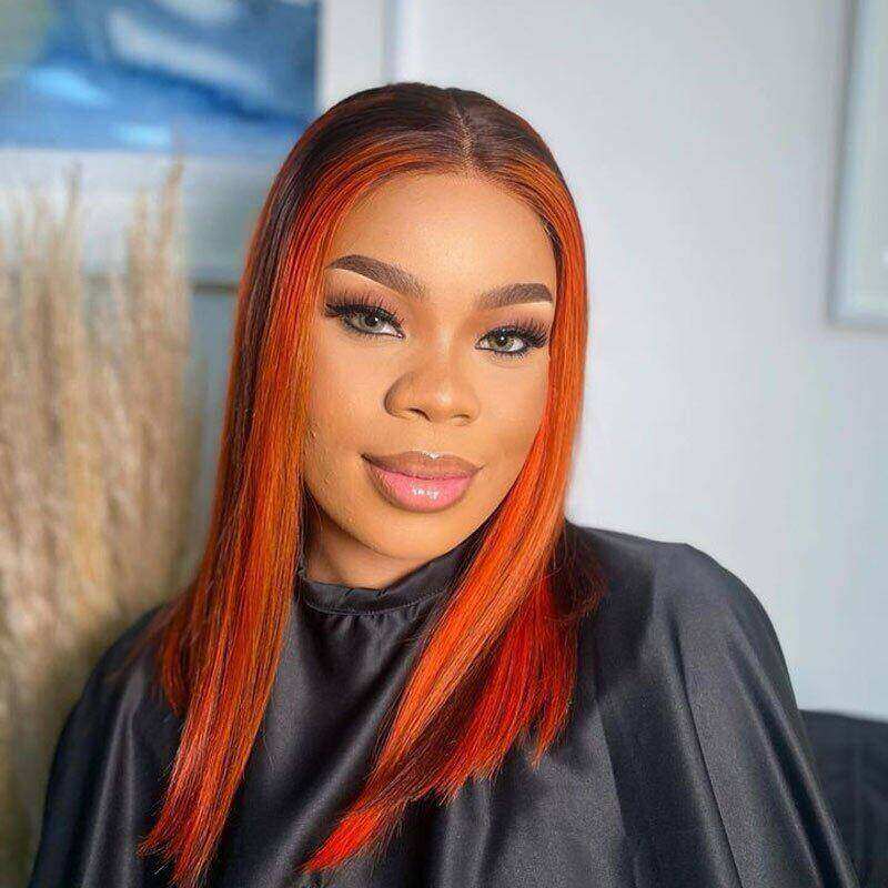 Glueless Straight Bob 4/RED Full Frontal Wig
