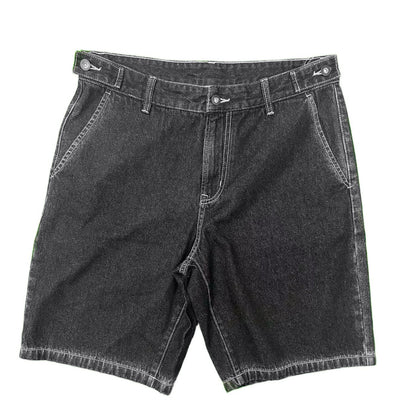 Men's Summer Casual Denim Shorts Y2K Style High Wide Leg Pants Embroidered Techniques Dark Bow Printed Patchwork