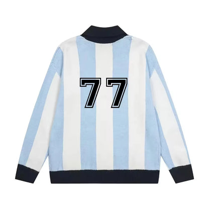 Designer Winter Sweater for Men Polo Neck Long Sleeve Knit Top Fashion Jersey Cotton Knitwear