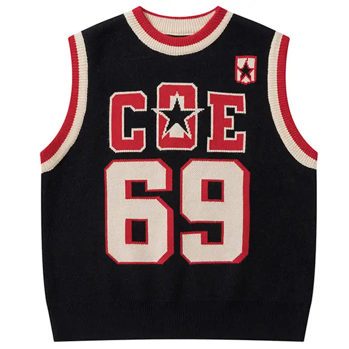 Casual Sports Style Knitted Vest 100% Cotton Sleeveless Round Neck Knitted Vest Jacquard Pattern Design Vest Sweater