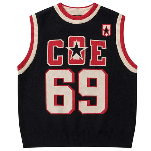 Casual Sports Style Knitted Vest 100% Cotton Sleeveless Round Neck Knitted Vest Jacquard Pattern Design Vest Sweater