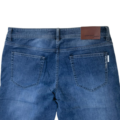 Blue Men's Casual Jeans Spring Autumn 100% Cotton Washed Embroidered Fashion Style Button Decoration Woven Letter
