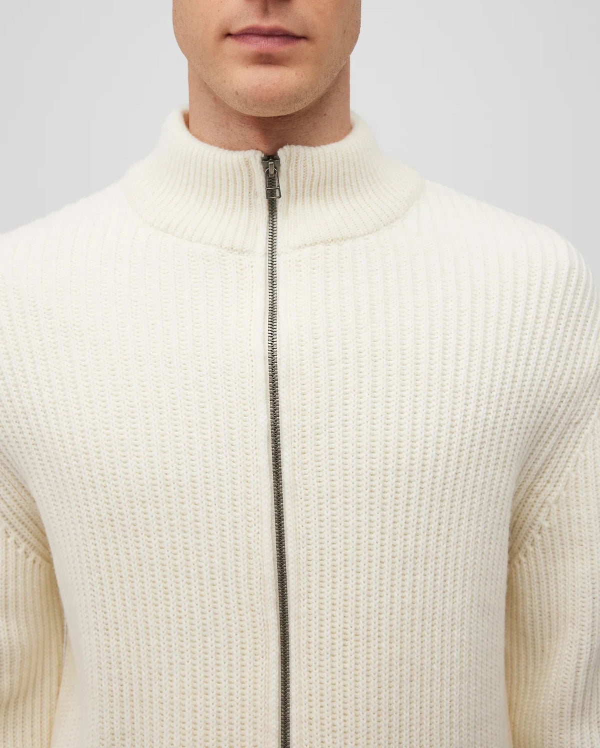 Simple Loose Men's Cardigan Sweater 100% Cotton Zipper Knit Cardigan Jacket Sweater
