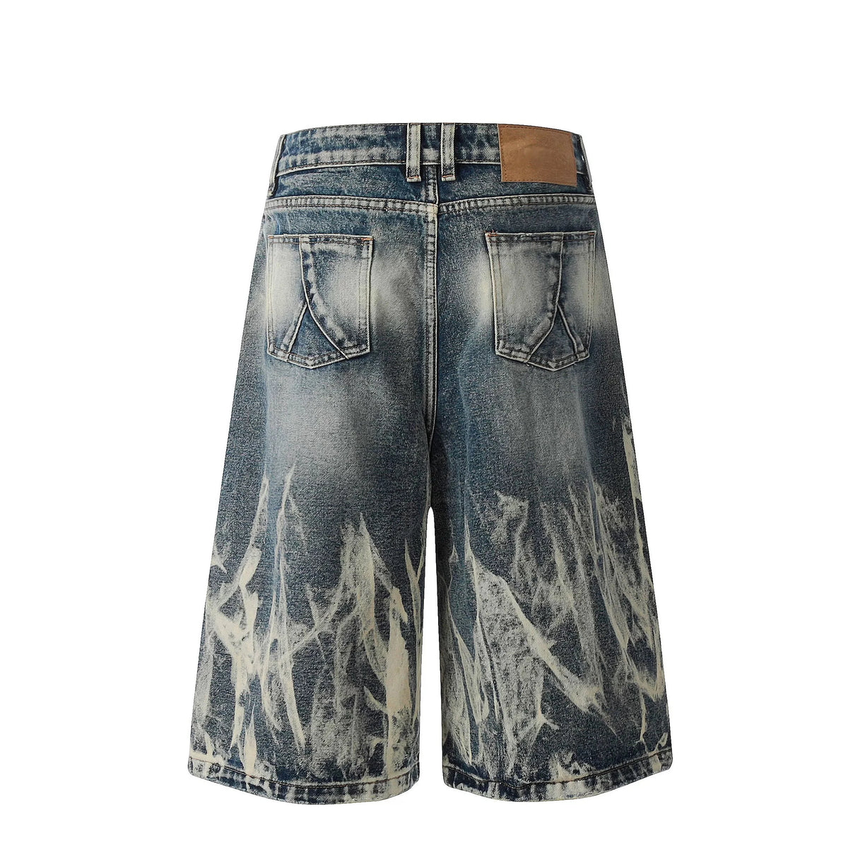 Trendy Punk Tie-Dye Jeans Pants Vibe Gradient Washed Frayed Wide-Leg Loose Straight Shorts Breathable Denim Casual Summer Style