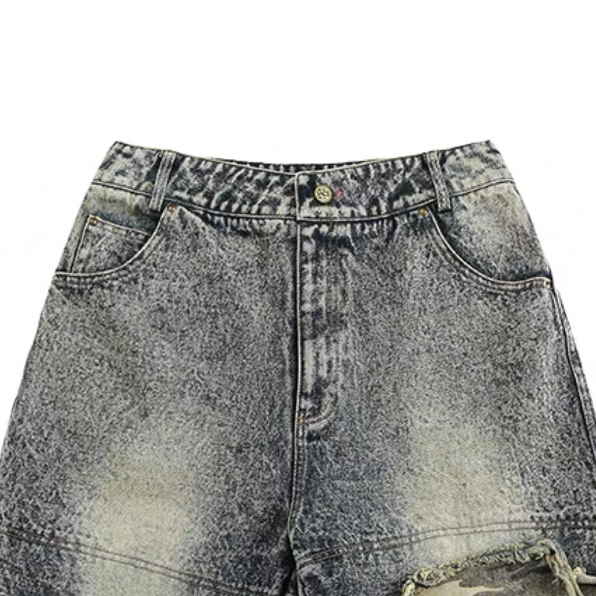 Men's Vintage Acid Washed Distressed Denim Shorts Breathable Mid Waist Casual Straight Jorts for Summer Streetwear