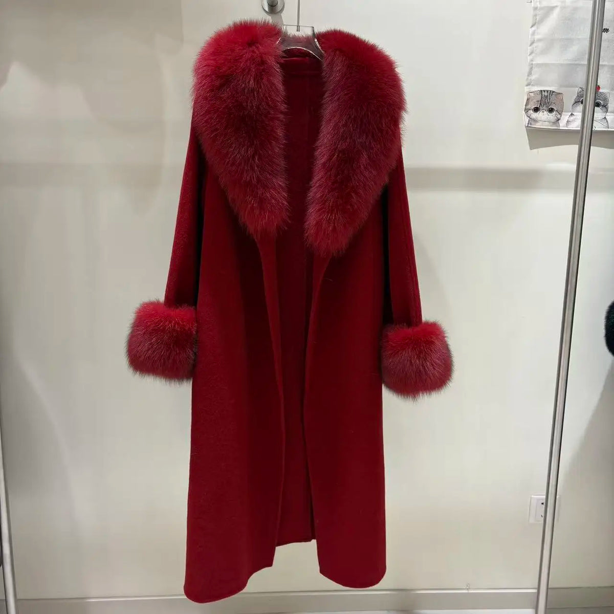 Double-Sided Cashmere Coat for Winter High-end Style fox Fur Cuffs and Collar Women's Coat