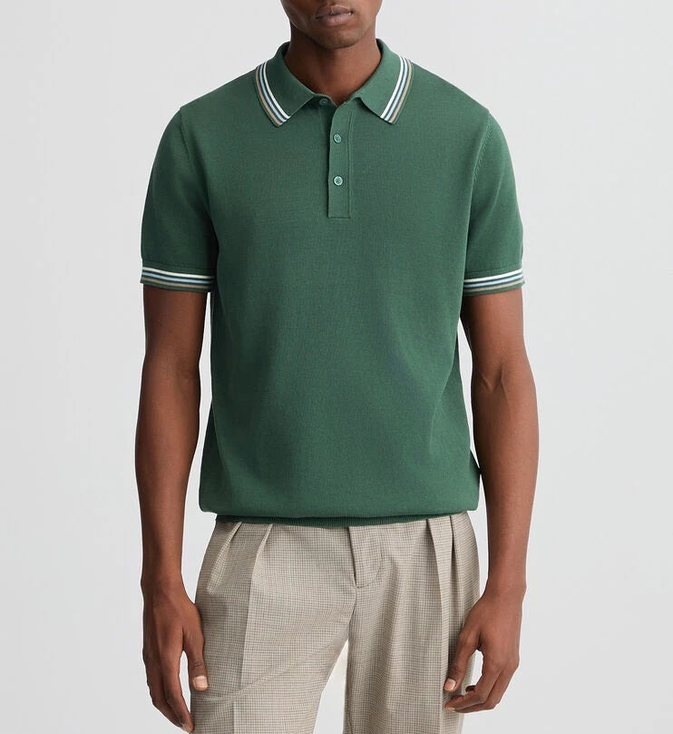 Business Casual Men's Knitted Polo Shirt 100% Cotton Short-sleeved Knitted T-shirt POLP Shirt