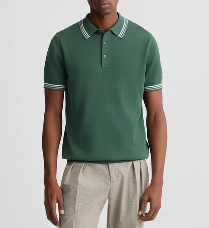 Business Casual Men's Knitted Polo Shirt 100% Cotton Short-sleeved Knitted T-shirt POLP Shirt