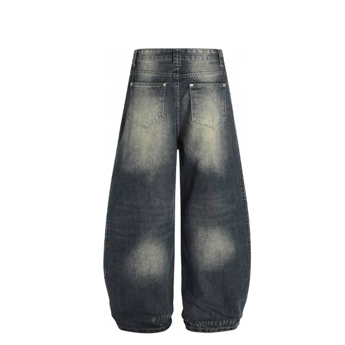 100% Cotton Vintage Wide Leg Pants Embroidery and Rivet Decorated Medium Wash Denim for Autumn and Winter Season