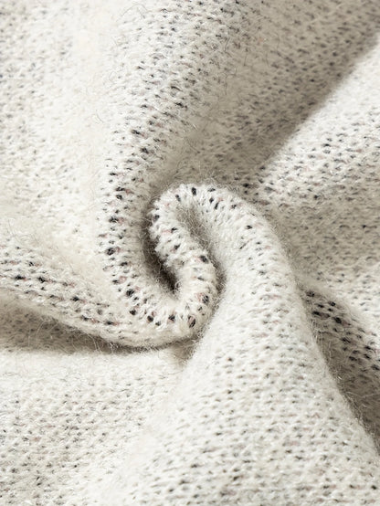 Casual Jacquard Sweater 100% Cotton Raglan Design Round Neck Loose Men's Knitted Sweater