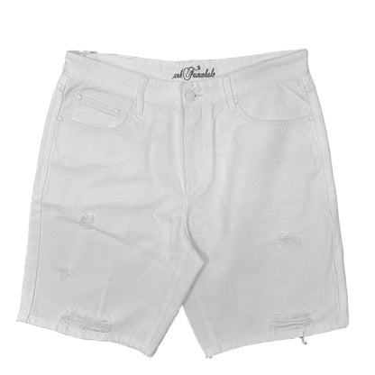 Summer Men's Denim Shorts Distressed White Y2K Style Casual Mid Waist Wide Leg Pants Embroidered Woven Distressed