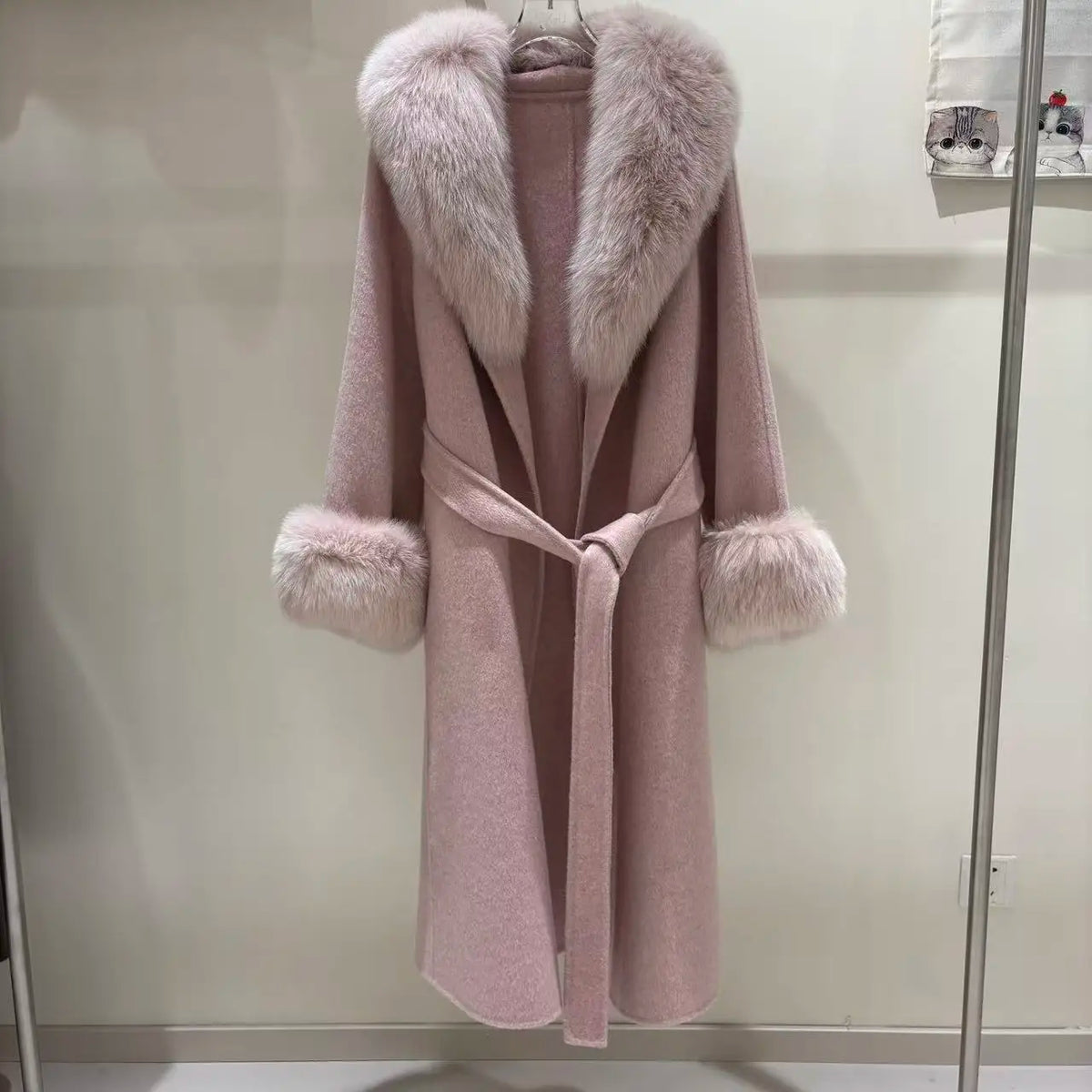 Double-Sided Cashmere Coat for Winter High-end Style fox Fur Cuffs and Collar Women's Coat