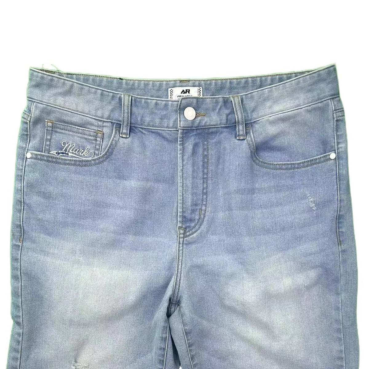 Men's Summer Y2K Style Denim Shorts High Street Design with Embroidery Straight Cut Light Wash Supply
