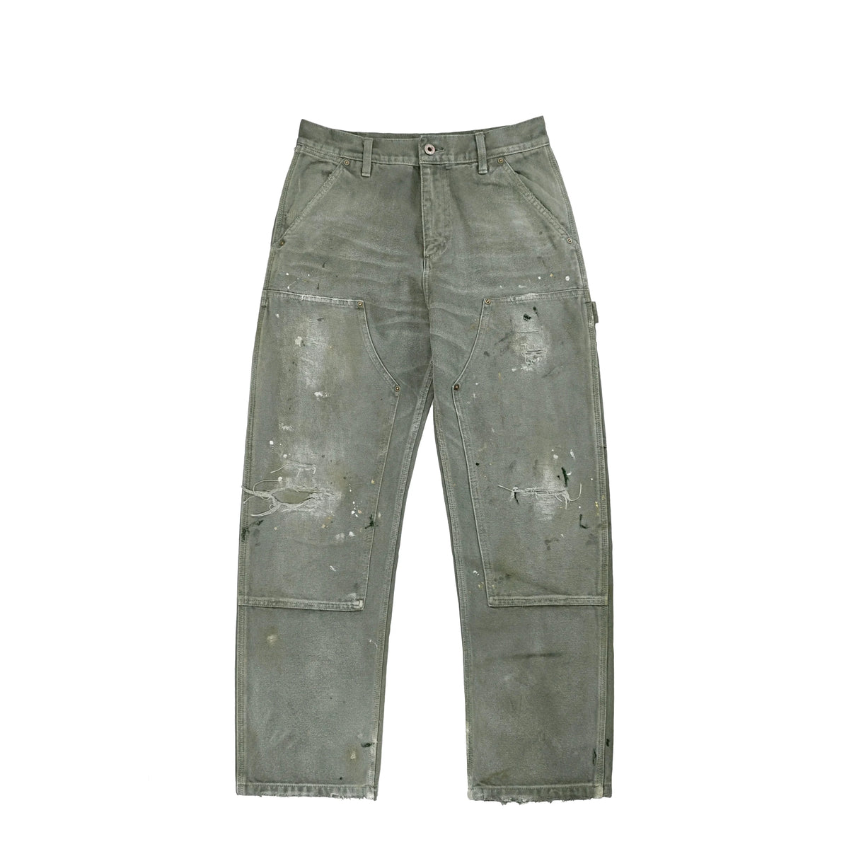 American Vintage Men's Loose Casual Street Niche Straight Leg Long Pants Splash-Ink Worn Cargo Jeans Distressed Dark for Winter