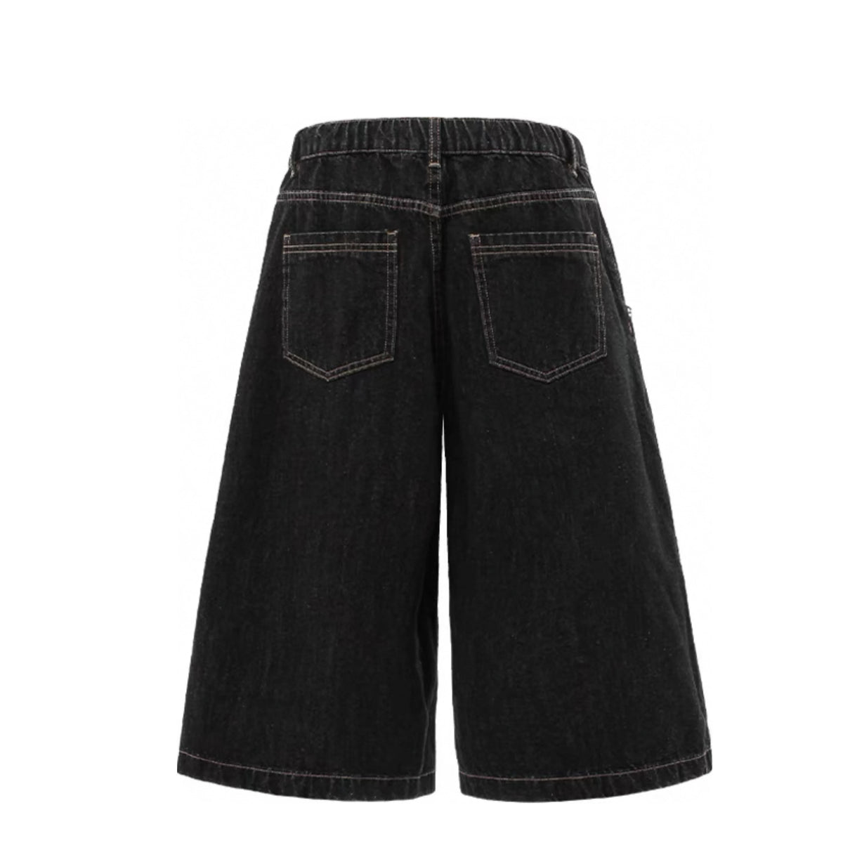 Men's Casual Summer Street Wear Oversized Crystal Decorated Mid Waist Denim Straight Jeans Shorts Knee Length