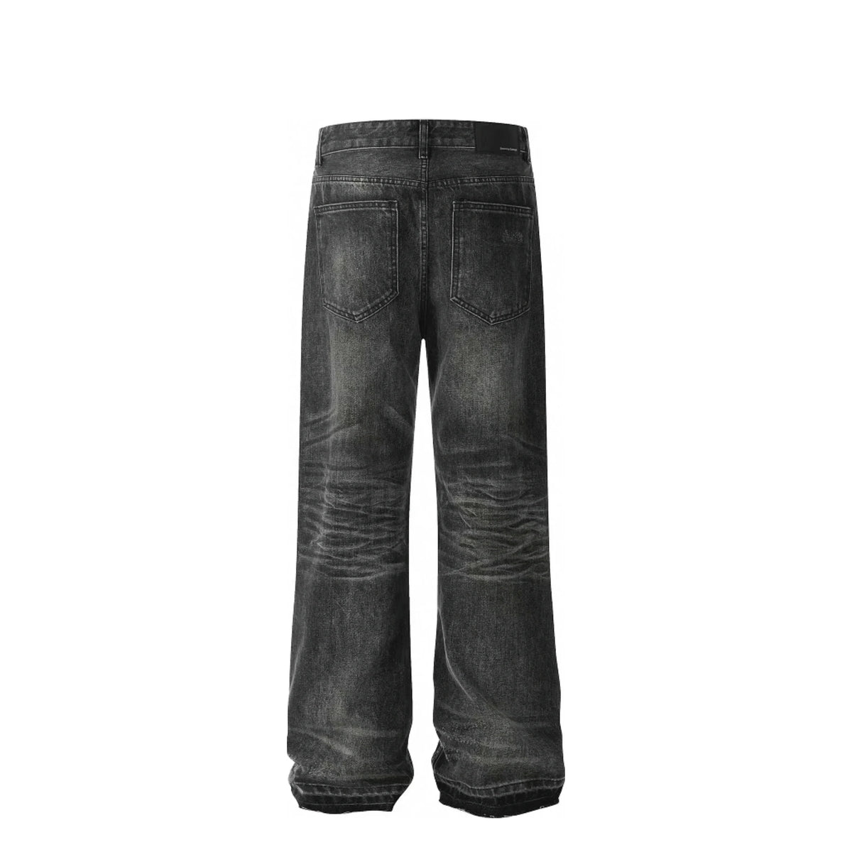 American High Street Style Trendy Breathable Solid Loose Washed Denim Wide Leg Pants for Autumn/Winter