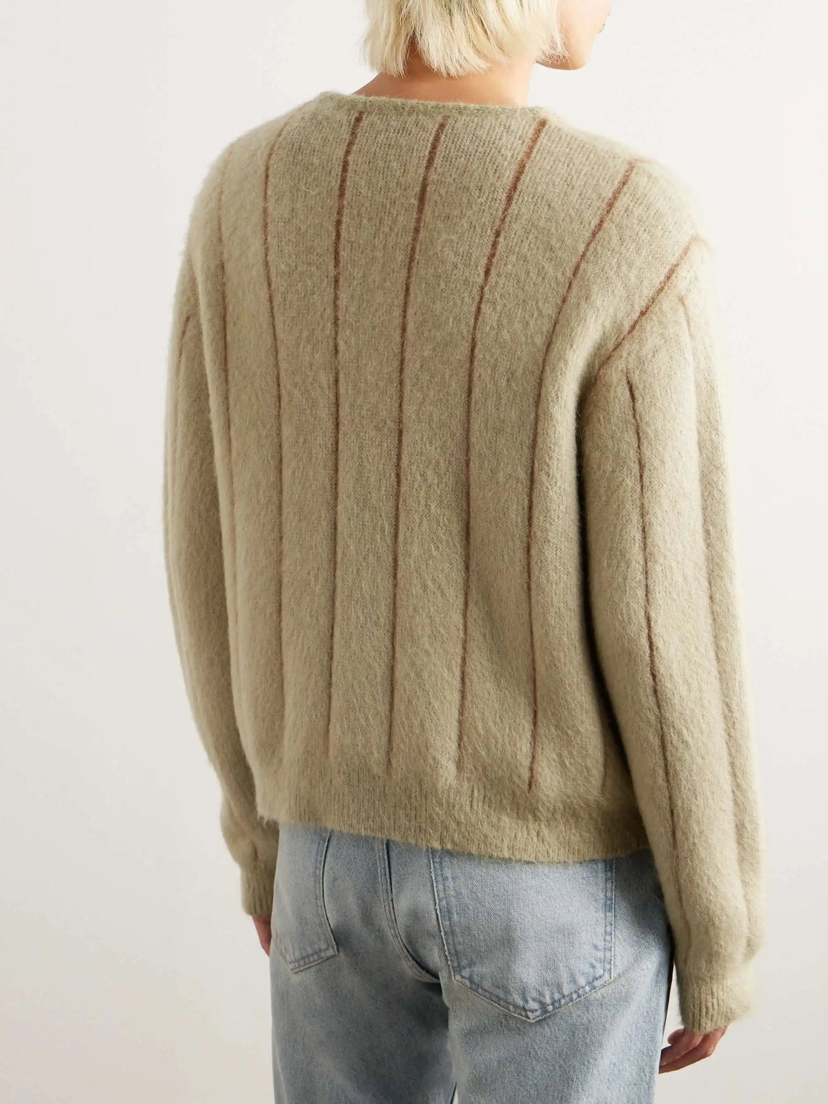 Men's Mohair Blend Long Sleeve Cardigan Winter V-Neck Knit Jacket