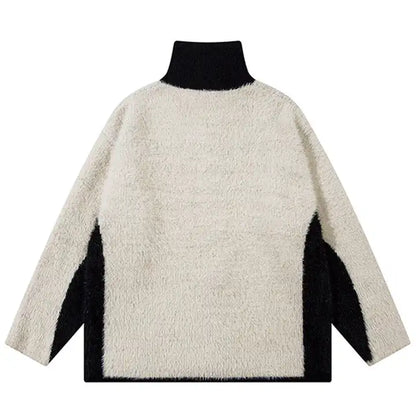 Zipper Knit Jacket Fluffy Butterfly Jacquard Sweater Cardigan Winter Warm Men's Sweater Jacket