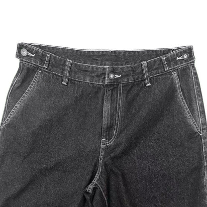 Men's Summer Casual Denim Shorts Y2K Style High Wide Leg Pants Embroidered Techniques Dark Bow Printed Patchwork