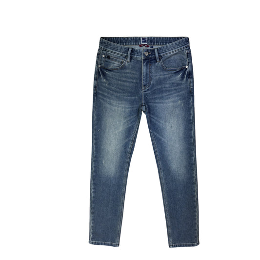 Autumn Men's Trendy Enzyme Washed Jeans 100% Cotton Streetwear High Street Style Y2K Button Decoration Summer Winter