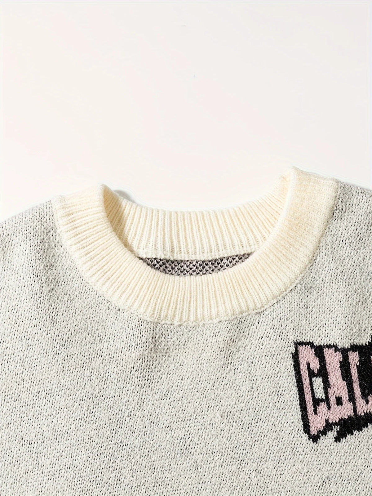 Casual Jacquard Sweater 100% Cotton Raglan Design Round Neck Loose Men's Knitted Sweater