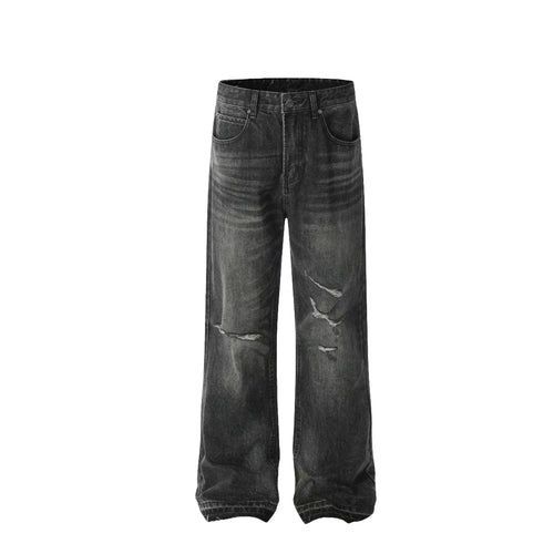 American High Street Style Trendy Breathable Solid Loose Washed Denim Wide Leg Pants Cross-Border
