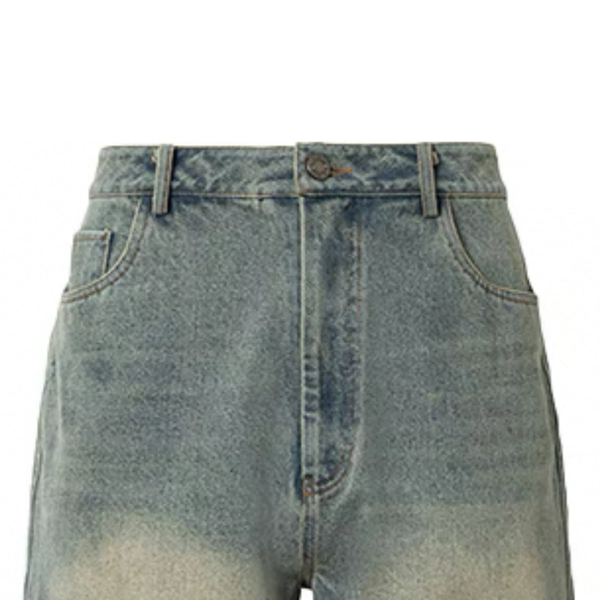 Men's Vintage Monkey Jeans Shorts for Summer Breathable Baggy Washed Denim Jorts Woven Straight Mid Y2K Casual Streetwear
