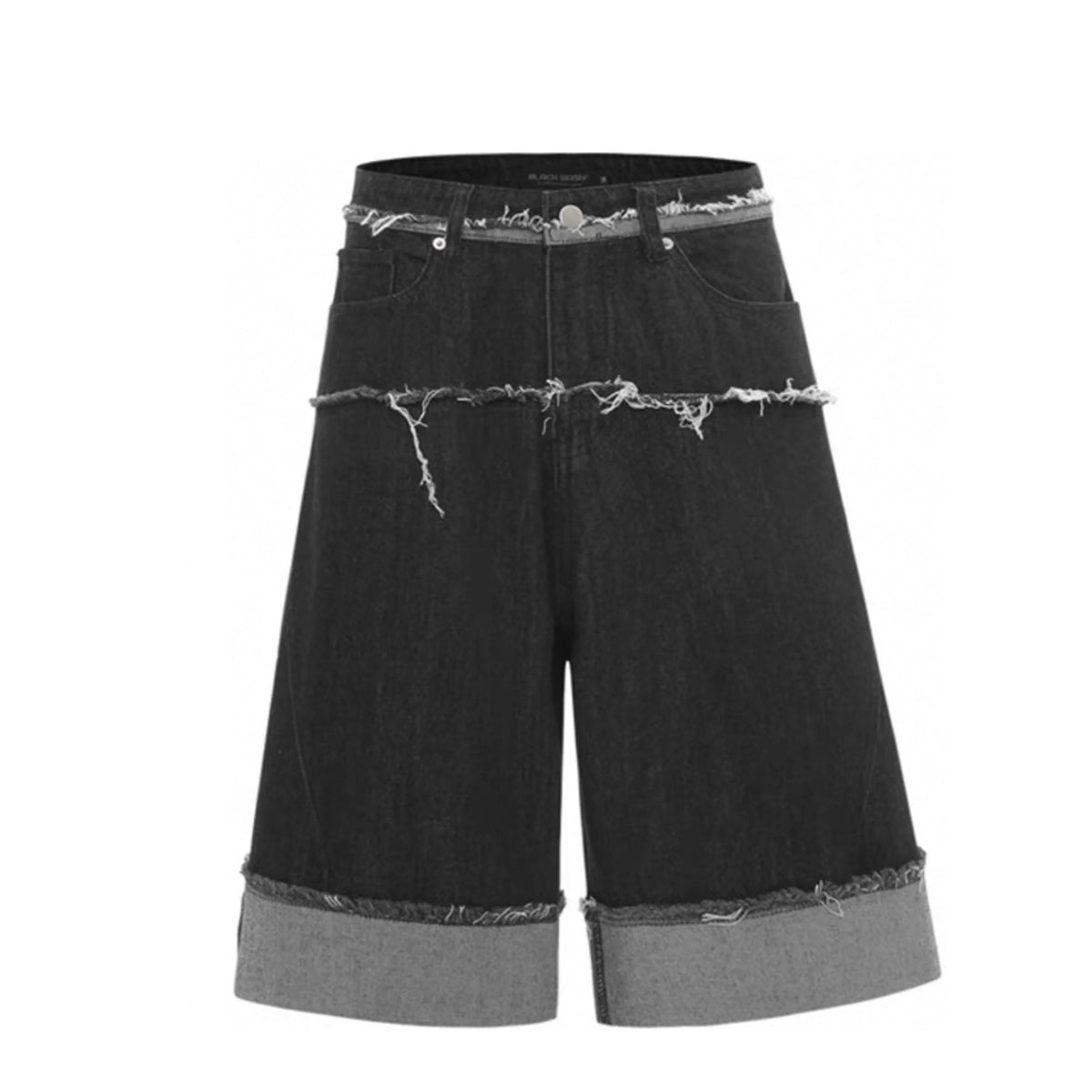 Oversized Cotton Raw Denim Jorts for Men Unique Fit Button Fly Baggy Heavy Denim Shorts