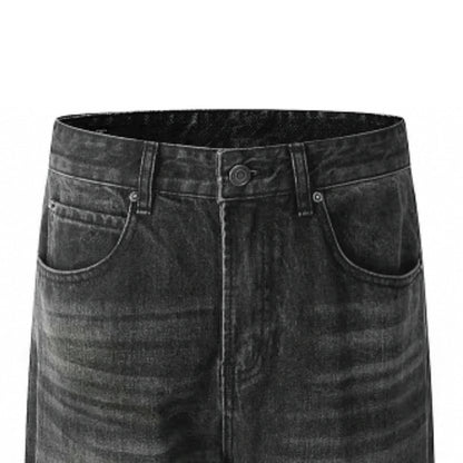 American High Street Style Trendy Breathable Solid Loose Washed Denim Wide Leg Pants for Autumn/Winter