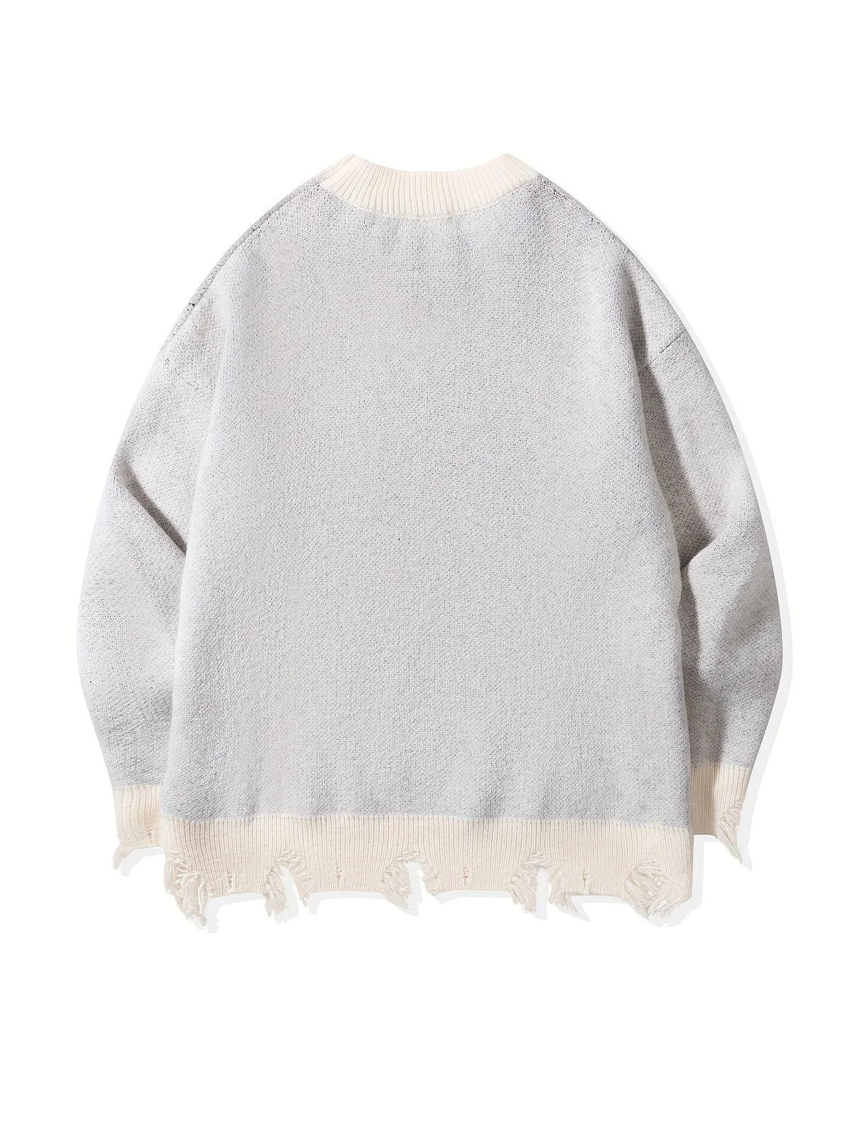 Casual Jacquard Sweater 100% Cotton Raglan Design Round Neck Loose Men's Knitted Sweater