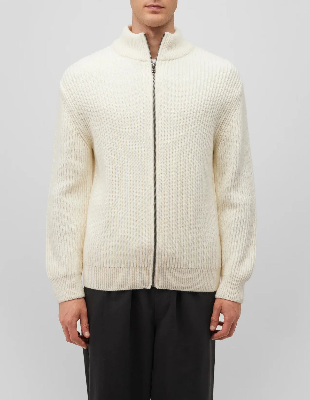 Simple Loose Men's Cardigan Sweater 100% Cotton Zipper Knit Cardigan Jacket Sweater