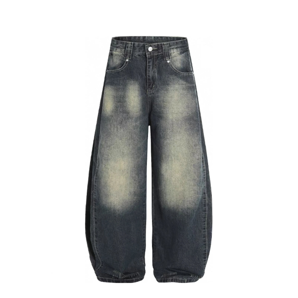 100% Cotton Vintage Wide Leg Pants Embroidery and Rivet Decorated Medium Wash Denim for Autumn and Winter Season