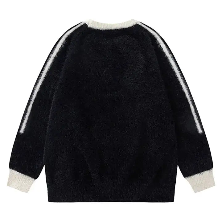 Design Pattern Fuzzy Mohair Knit Sweater Mink Yarn Casual Fashion Men's Sweater