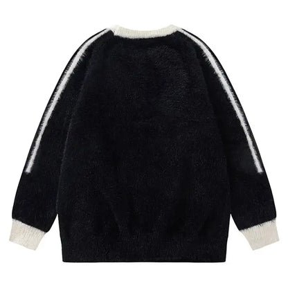 Design Pattern Fuzzy Mohair Knit Sweater Mink Yarn Casual Fashion Men's Sweater