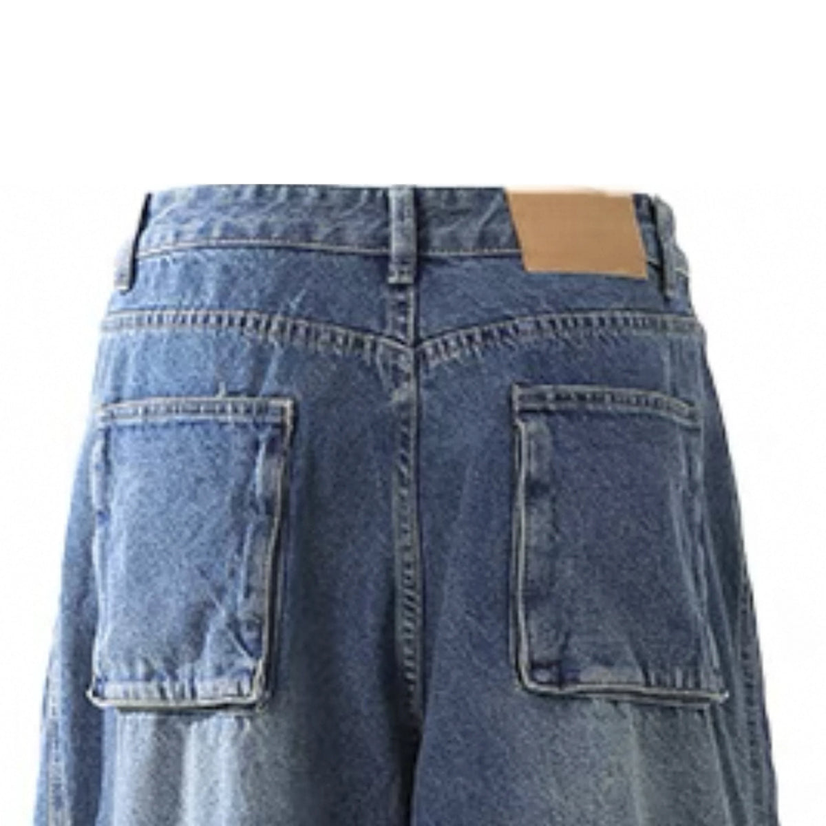American Retro High Quality Men's Scimitar Jeans Baggy Loose Wide-leg Design Distressed Dark Wash Trendy Wide Leg for Winter