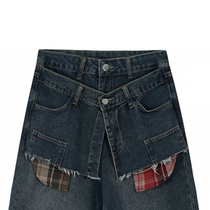 American Retro Vintage Jeans Mid Waist Breathable Denim 3D Pattern Loose Drape Wide-leg Design Pull-Out Style for All Seasons