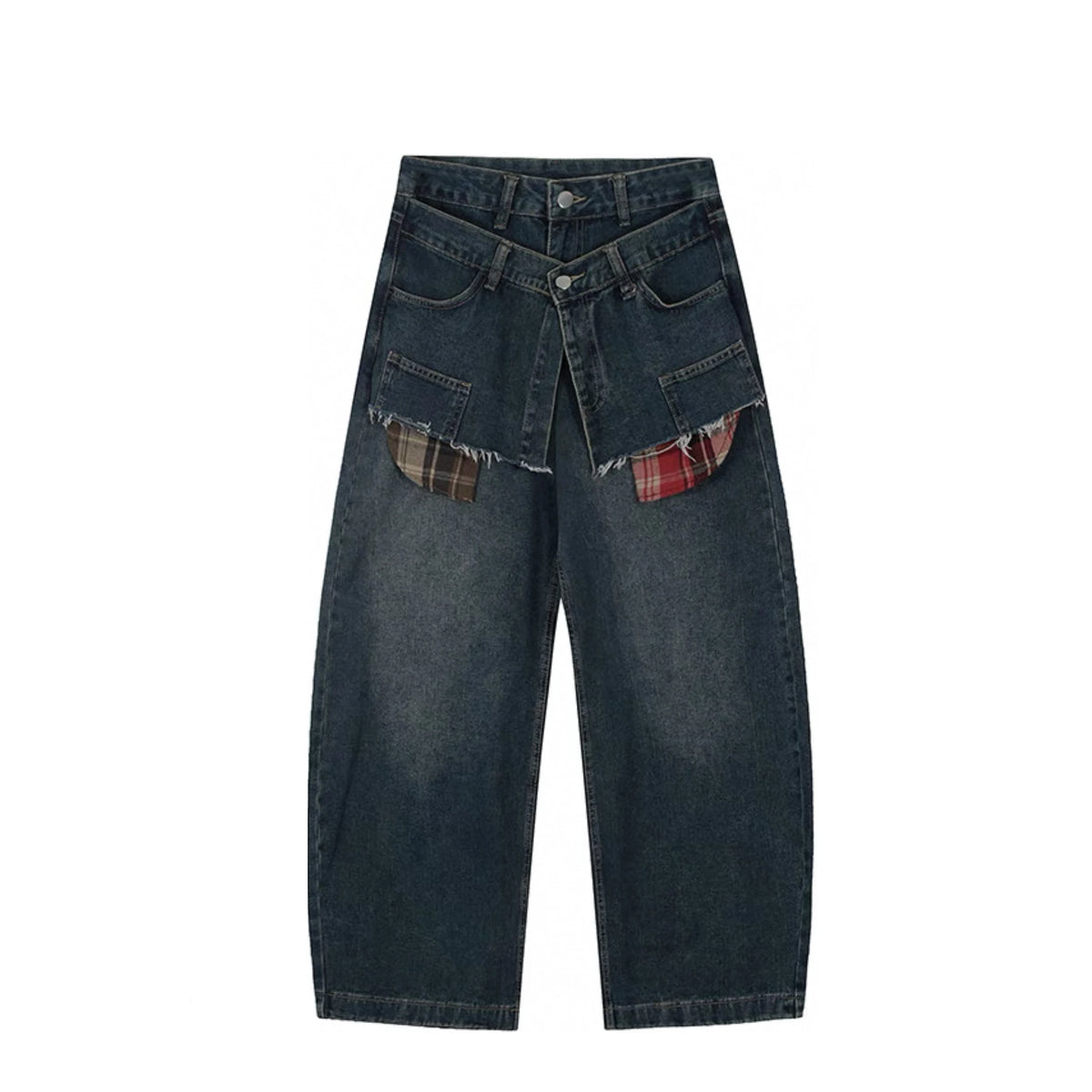 American Retro Vintage Jeans Mid Waist Breathable Denim 3D Pattern Loose Drape Wide-leg Design Pull-Out Style for All Seasons