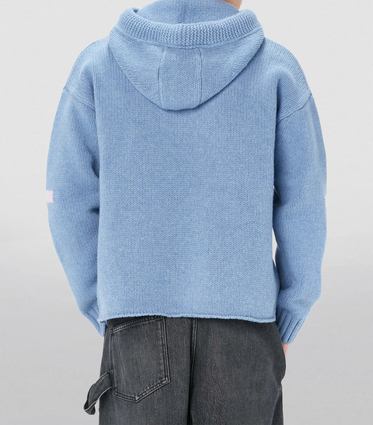 Design Pattern Name Wool Blend Hoodie Knit Sweater Long Sleeve Embroideries Jacquard Men's Knitted Hoodie