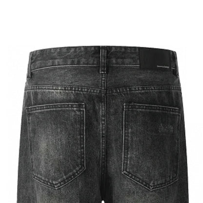 American High Street Style Trendy Breathable Solid Loose Washed Denim Wide Leg Pants for Autumn/Winter