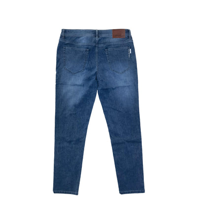 Blue Men's Casual Jeans Spring Autumn 100% Cotton Washed Embroidered Fashion Style Button Decoration Woven Letter