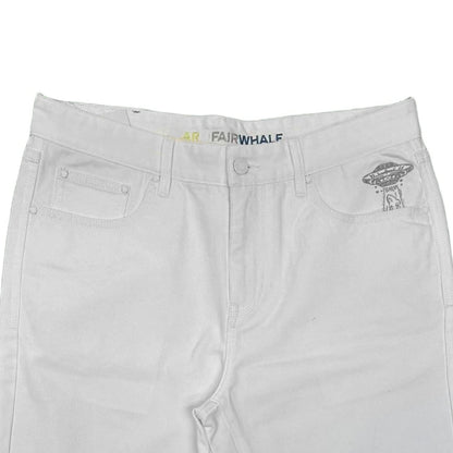 Men's Summer Casual Denim Shorts Y2K Streetwear High Loose White Color Wide Leg Pants Light Printed Cargo Shorts