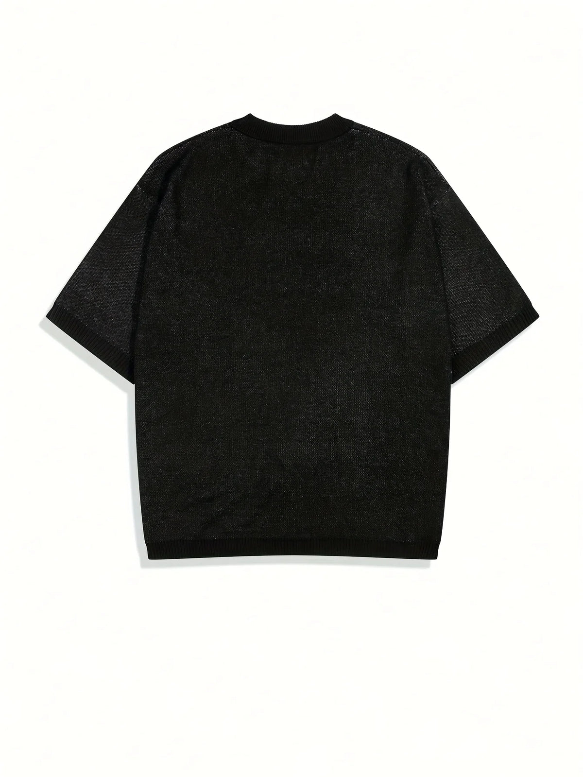 Casual Street Style Jacquard Men's Knit Top 100% Cotton Men's Knit Short Sleeve Shirt