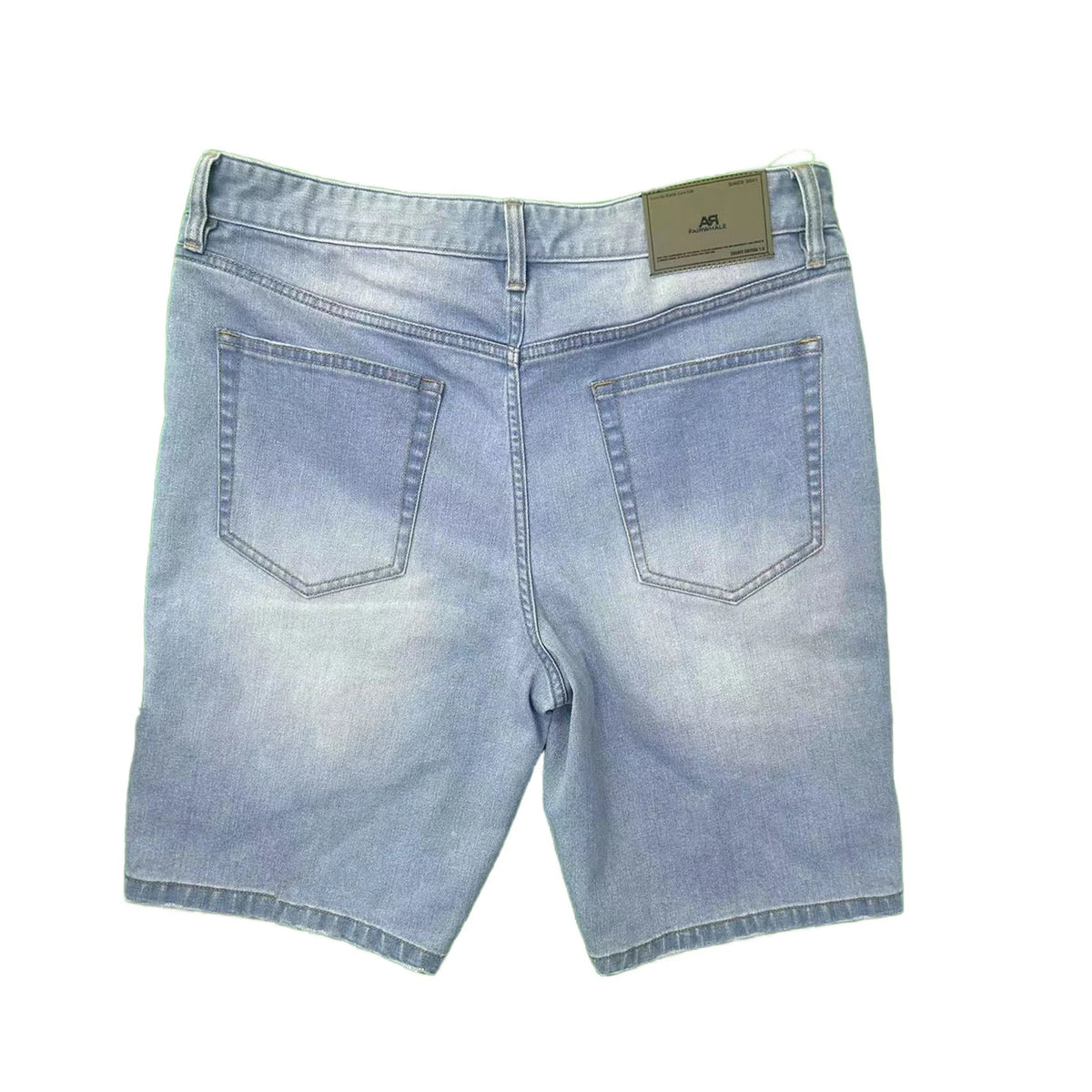 Men's Summer Y2K Style Denim Shorts High Street Design with Embroidery Straight Cut Light Wash Supply