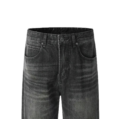 American High Street Style Trendy Breathable Solid Loose Washed Denim Wide Leg Pants Cross-Border