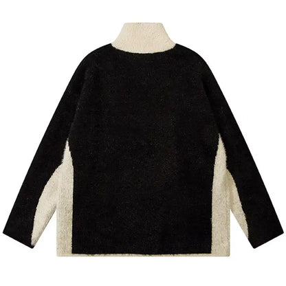 Zipper Knit Jacket Fluffy Butterfly Jacquard Sweater Cardigan Winter Warm Men's Sweater Jacket