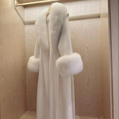 Double-Sided Cashmere Coat for Winter High-end Style fox Fur Cuffs and Collar Women's Coat