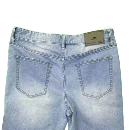 Men's Summer Y2K Style Denim Shorts High Street Design with Embroidery Straight Cut Light Wash Supply