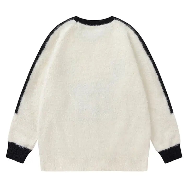 Design Pattern Fuzzy Mohair Knit Sweater Mink Yarn Casual Fashion Men's Sweater