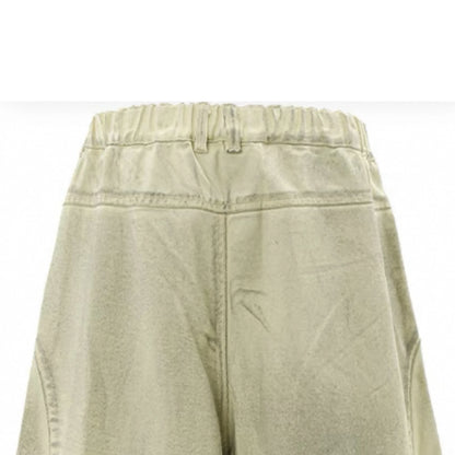 Summer Denim Muddy Shorts for Men and Women Old Stitched Wide Leg with Embroidered Pockets and Breathable Mid Washed Finish
